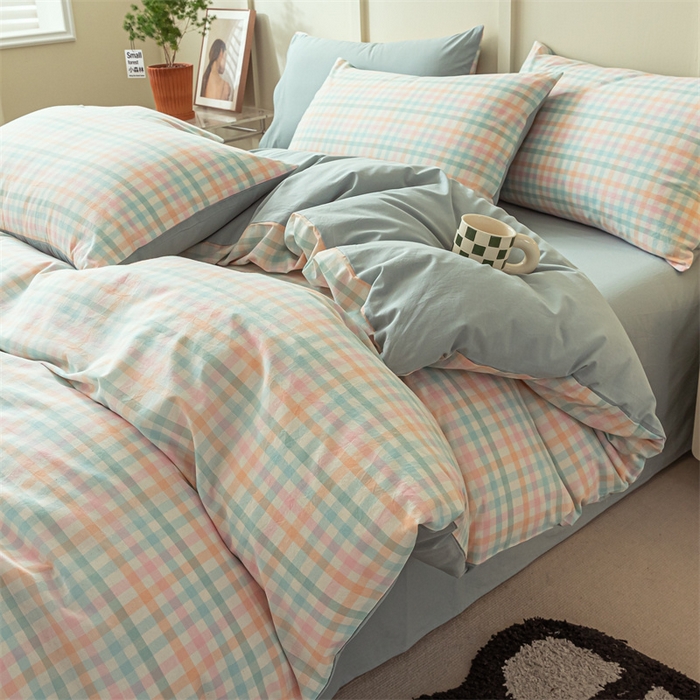 91家纺网 家纺一手货源 找家纺 （总）蓝巢家纺 2023新款全棉色织水洗棉四件套单品系列一--单被套