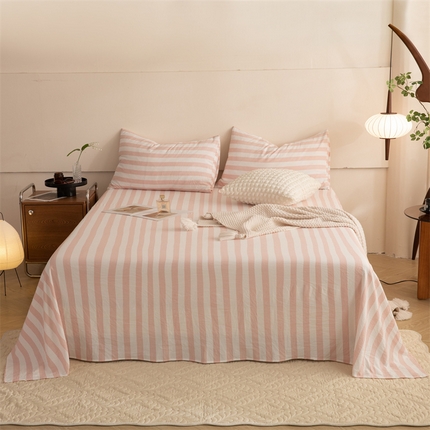 多品家纺 2024新款超柔水洗棉单床单 蜜桃粉