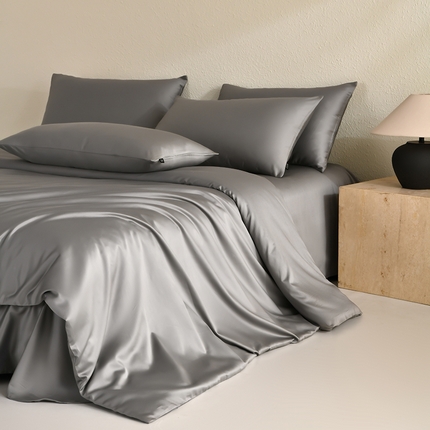 91家纺网 家纺一手货源 找家纺 （总）禧禾 2024新款 A类100支高经密长绒棉天雪超柔缎纯色四件套-太妃