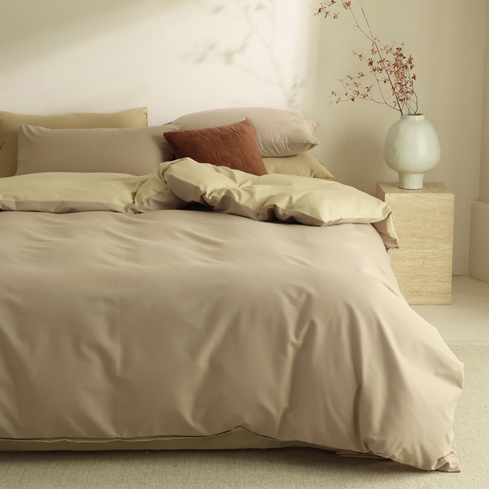 91家纺网 家纺一手货源 找家纺 （总）【100支全棉磨毛四件套】日式无印磨毛100支全棉四件套良品纯色轻磨毛床品套件长绒棉双拼