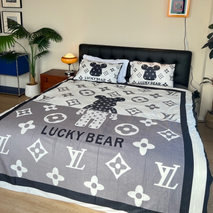 棉生活家纺 2024新款婴儿绒宝宝绒大版轻奢风系列四件套 幸运熊