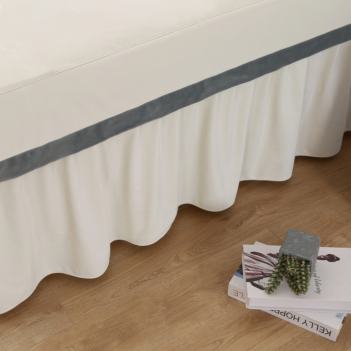 91家纺网 家纺一手货源 找家纺 琪宝阁 2024新款立体绒小时代美 容床罩套件 2号：浅灰+米色