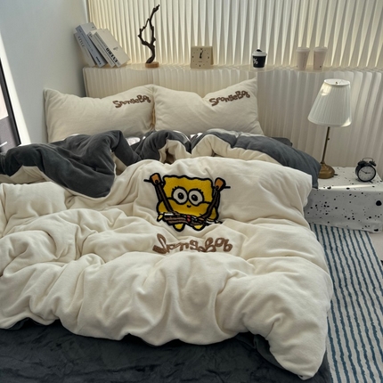 91家纺网 家纺一手货源 找家纺 （总）奈颜 2024新款高克重加厚牛奶绒毛巾绣四件套