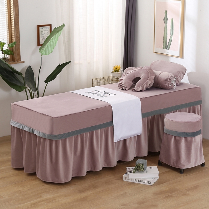 91家纺网 家纺一手货源 找家纺 琪宝阁 2024新款立体绒小时代美 容床罩套件 10号：豆沙+浅灰