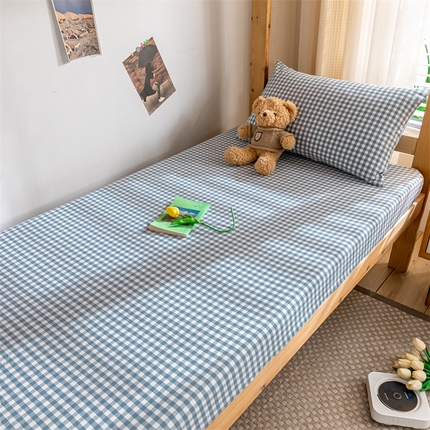 91家纺网 家纺一手货源 找家纺 （总）蓝巢家纺 2024新款全棉色织水洗棉学生季单床笠