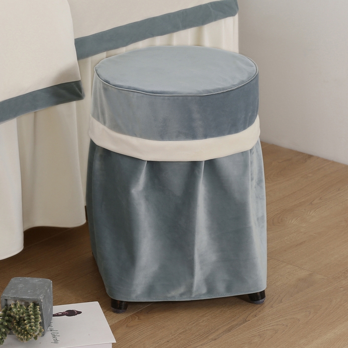 91家纺网 家纺一手货源 找家纺 琪宝阁 2024新款立体绒小时代美 容床罩套件 6号：蓝灰+米色