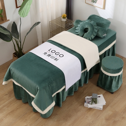 琪宝阁 2024新款立体绒小时代美 容床罩套件 8号：绿色