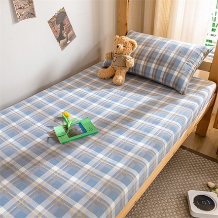 91家纺网 家纺一手货源 找家纺 （总）蓝巢家纺 2024新款全棉色织水洗棉学生季单床笠