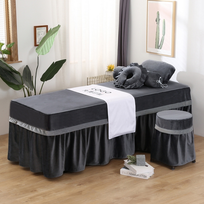 91家纺网 家纺一手货源 找家纺 琪宝阁 2024新款立体绒小时代美 容床罩套件 11号：深灰拼浅灰