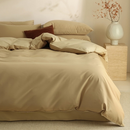 91家纺网 家纺一手货源 找家纺 （总）【100支全棉磨毛四件套】日式无印磨毛100支全棉四件套良品纯色轻磨毛床品套件长绒棉双拼