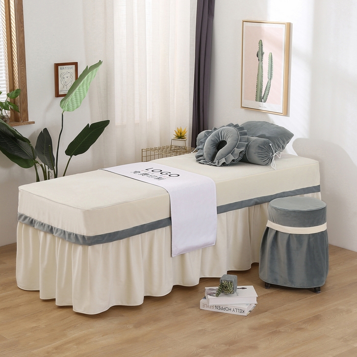 91家纺网 家纺一手货源 找家纺 琪宝阁 2024新款立体绒小时代美 容床罩套件 2号：浅灰+米色