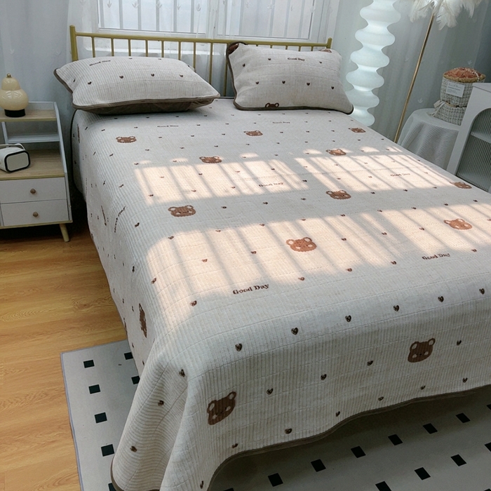 91家纺网 家纺一手货源 找家纺 暖居 2024新款牛奶绒豆豆被床盖四件套 爱心小熊