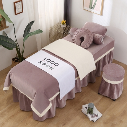 琪宝阁 2024新款立体绒小时代美 容床罩套件 15号：豆沙