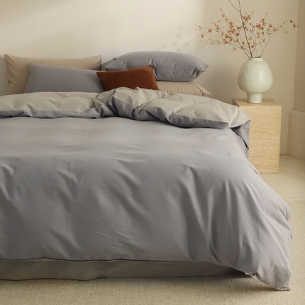 91家纺网 家纺一手货源 找家纺 （总）【100支全棉磨毛四件套】日式无印磨毛100支全棉四件套良品纯色轻磨毛床品套件长绒棉双拼