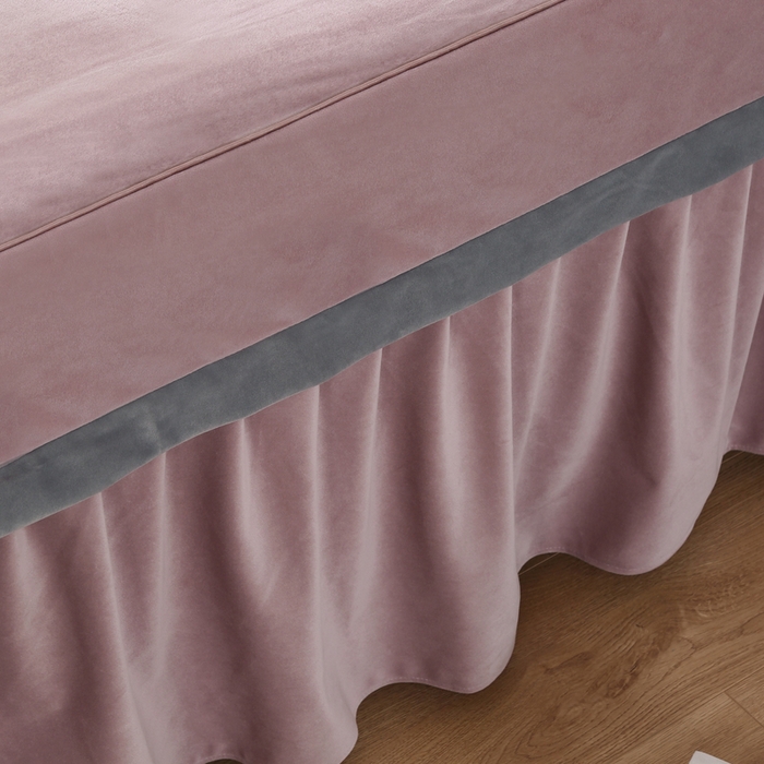 91家纺网 家纺一手货源 找家纺 琪宝阁 2024新款立体绒小时代美 容床罩套件 10号：豆沙+浅灰