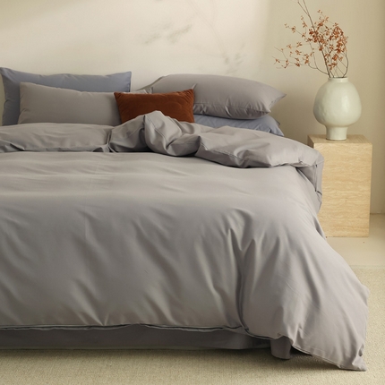 91家纺网 家纺一手货源 找家纺 （总）【100支全棉磨毛四件套】日式无印磨毛100支全棉四件套良品纯色轻磨毛床品套件长绒棉双拼