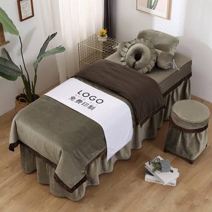 琪宝阁 2024新款立体绒小时代美 容床罩套件 12号：香槟+咖啡