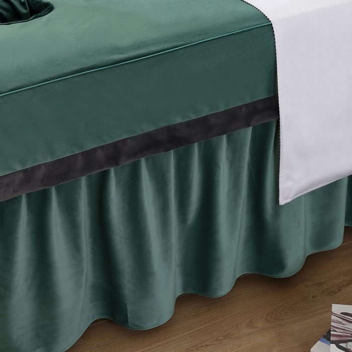 91家纺网 家纺一手货源 找家纺 琪宝阁 2024新款立体绒小时代美 容床罩套件 7号：绿色+深灰