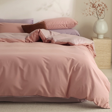 91家纺网 家纺一手货源 找家纺 （总）【100支全棉磨毛四件套】日式无印磨毛100支全棉四件套良品纯色轻磨毛床品套件长绒棉双拼