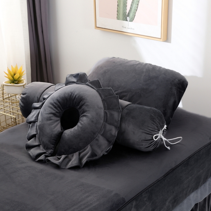 91家纺网 家纺一手货源 找家纺 琪宝阁 2024新款立体绒小时代美 容床罩套件 11号：深灰拼浅灰