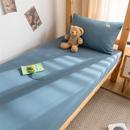 91家纺网 家纺一手货源 找家纺 （总）蓝巢家纺 2024新款全棉色织水洗棉学生季单床笠