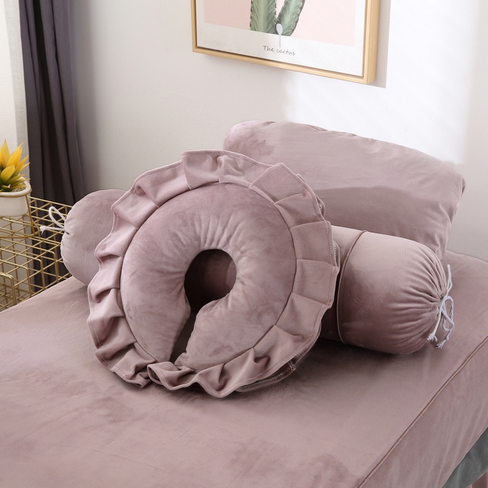 91家纺网 家纺一手货源 找家纺 琪宝阁 2024新款立体绒小时代美 容床罩套件 10号：豆沙+浅灰