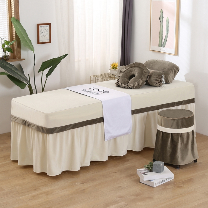 91家纺网 家纺一手货源 找家纺 琪宝阁 2024新款立体绒小时代美 容床罩套件 14号：香槟+米色