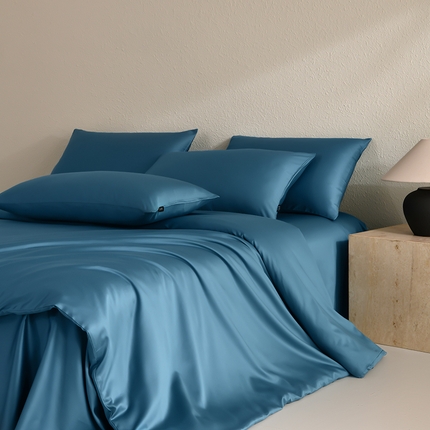 91家纺网 家纺一手货源 找家纺 （总）禧禾 2024新款 A类100支高经密长绒棉天雪超柔缎纯色四件套-太妃