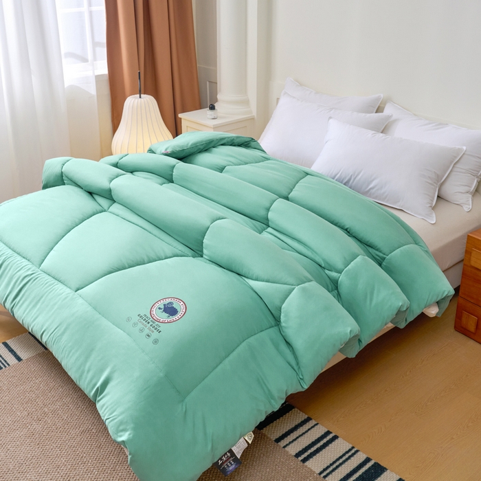 91家纺网 家纺一手货源 找家纺 招财狼家纺 2024新款速暖石墨烯冬被被子被芯 绿色