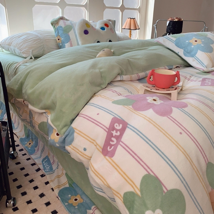 91家纺网 家纺一手货源 找家纺 莱豫家纺 2024新款牛奶绒印花四件套 花动心弦