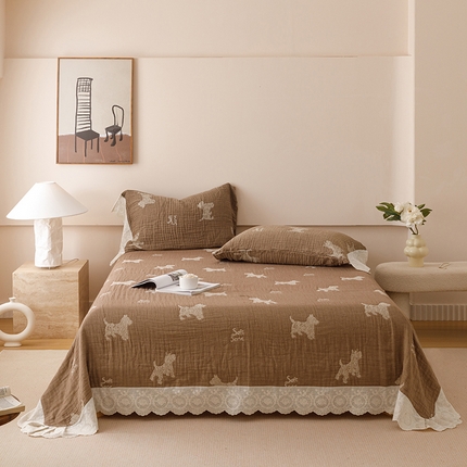 91家纺网 家纺一手货源 找家纺 （总）麻依 2024新款全棉四层纱美学床盖