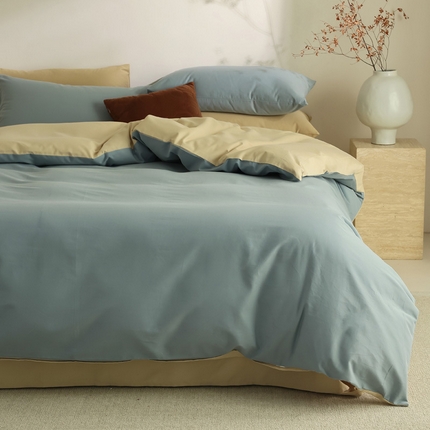 91家纺网 家纺一手货源 找家纺 （总）【100支全棉磨毛四件套】日式无印磨毛100支全棉四件套良品纯色轻磨毛床品套件长绒棉双拼