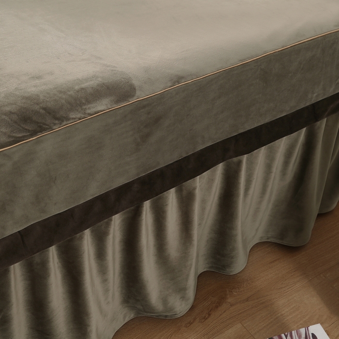 91家纺网 家纺一手货源 找家纺 琪宝阁 2024新款立体绒小时代美 容床罩套件 12号：香槟+咖啡