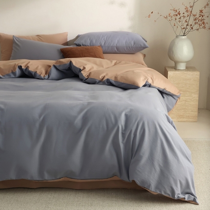 91家纺网 家纺一手货源 找家纺 （总）【100支全棉磨毛四件套】日式无印磨毛100支全棉四件套良品纯色轻磨毛床品套件长绒棉双拼