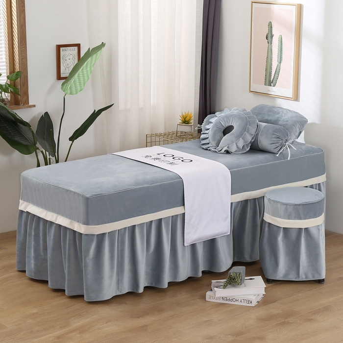 91家纺网 家纺一手货源 找家纺 琪宝阁 2024新款立体绒小时代美 容床罩套件 5号：蓝灰