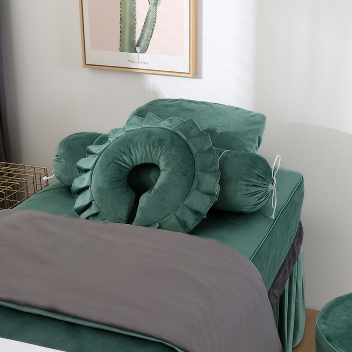 91家纺网 家纺一手货源 找家纺 琪宝阁 2024新款立体绒小时代美 容床罩套件 7号：绿色+深灰