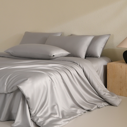 91家纺网 家纺一手货源 找家纺 （总）禧禾 2024新款 A类100支高经密长绒棉天雪超柔缎纯色四件套-太妃