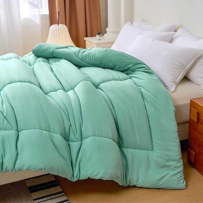 91家纺网 家纺一手货源 找家纺 招财狼家纺 2024新款速暖石墨烯冬被被子被芯 绿色