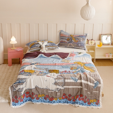 91家纺网 家纺一手货源 找家纺 （总）麻依 2024新款泡芙被纯棉十层纱布夏被夏凉被春秋被