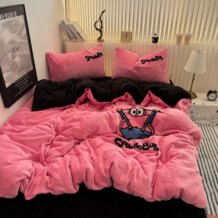 91家纺网 家纺一手货源 找家纺 （总）奈颜 2024新款高克重加厚牛奶绒毛巾绣四件套