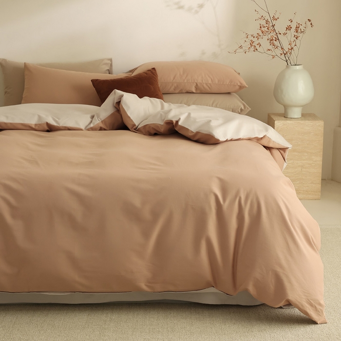 91家纺网 家纺一手货源 找家纺 （总）【100支全棉磨毛四件套】日式无印磨毛100支全棉四件套良品纯色轻磨毛床品套件长绒棉双拼