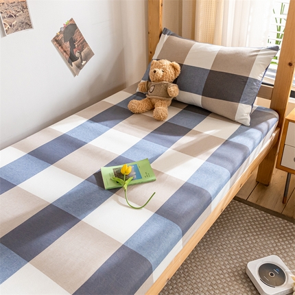 91家纺网 家纺一手货源 找家纺 （总）蓝巢家纺 2024新款全棉色织水洗棉学生季单床笠