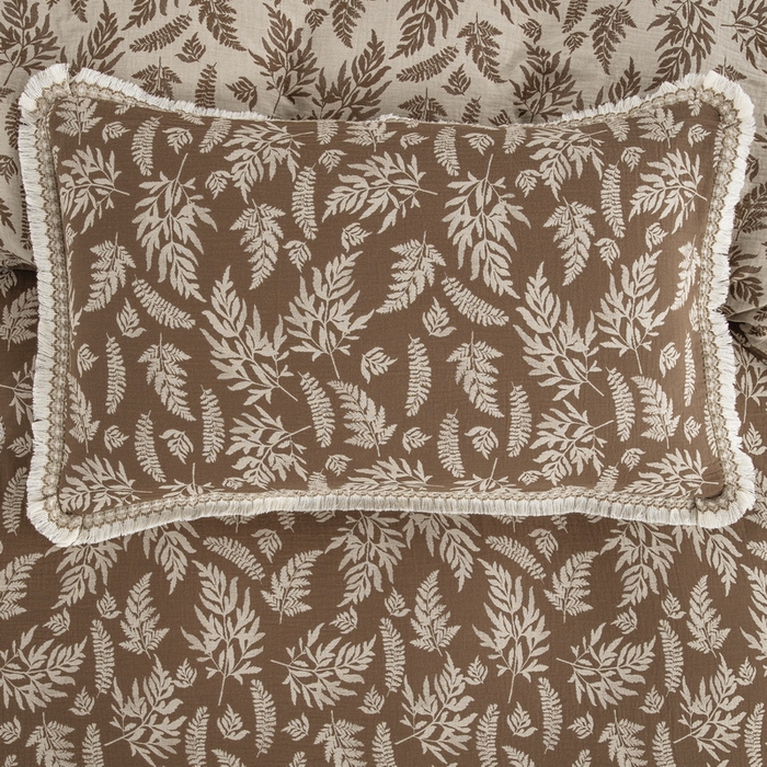 91家纺网 家纺一手货源 找家纺 鲁爱 2025新款全棉色织双层纱布流苏款四件套 扶苏-浅咖