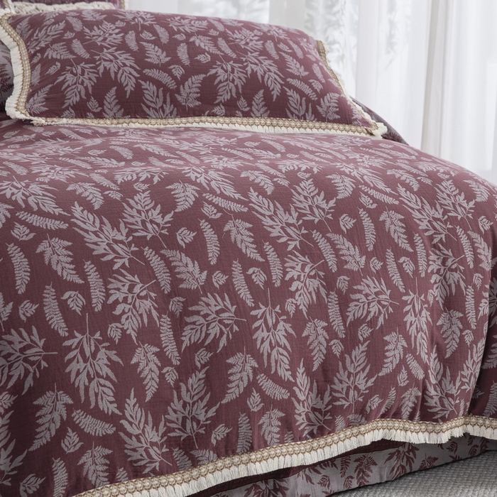 91家纺网 家纺一手货源 找家纺 （总）鲁爱 2025新款全棉色织双层纱布流苏款四件套