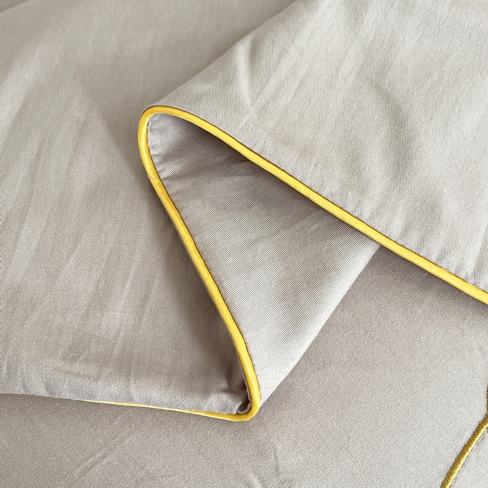 91家纺网 家纺一手货源 找家纺 一帆毯业 2024新款全棉纯色刺绣麻绳滚边四件套 山灰