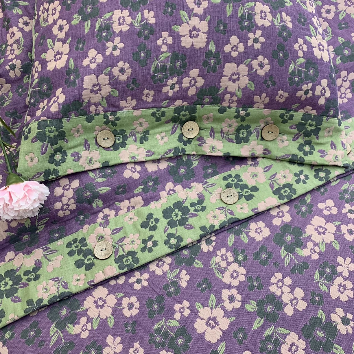 91家纺网 家纺一手货源 找家纺 鲁爱 2025新款三层纱床盖款四件套 清新之歌-紫