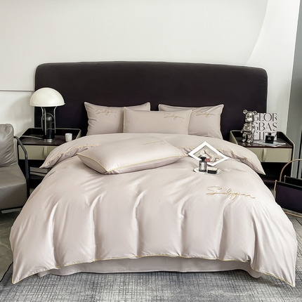 91家纺网 家纺一手货源 找家纺 （总）一帆毯业 2024新款全棉纯色刺绣麻绳滚边四件套