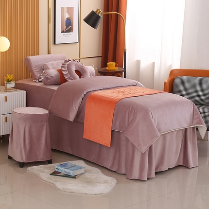 琪宝阁 2024新款立丝绒美 容床罩套件-欧若拉 豆沙