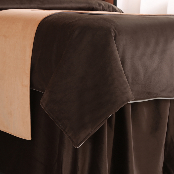 91家纺网 家纺一手货源 找家纺 琪宝阁 2024新款立丝绒美 容床罩套件-欧若拉 咖啡