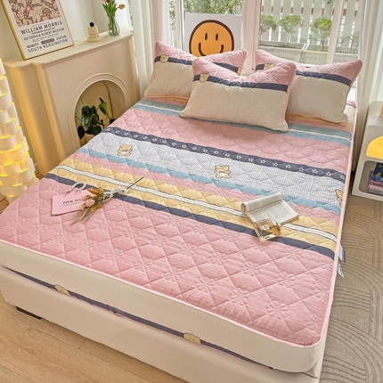 91家纺网 家纺一手货源 找家纺 （总）棉立方家纺 2023新款全棉夹棉喷气印花四件套及单品-单床笠